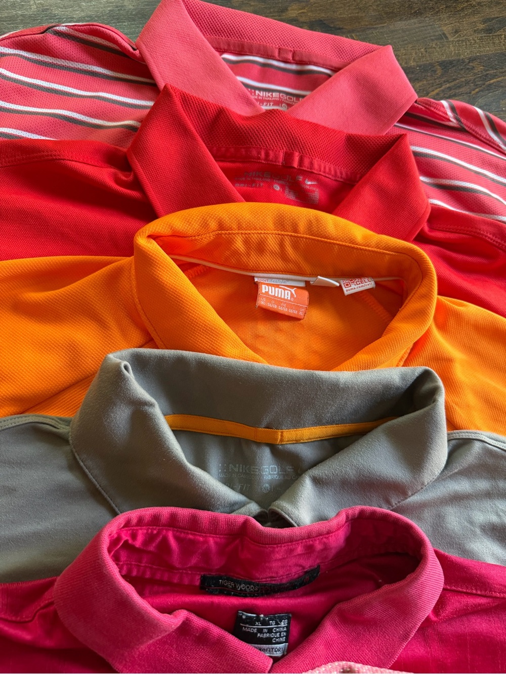 Nike Golf Polo Lot of 8 Shirts Men’s XL 4 Tiger Woods 3 Nike 1 Puma Pink Orange - Picture 3 of 13